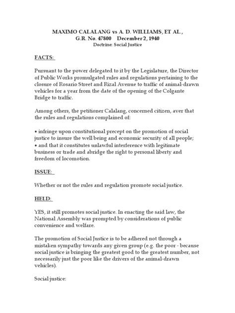 calalang vs williams|Case Digest: MAXIMO CALALANG v. A. D. WILLIAMS .